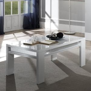 Claire Coffee Table In White High Gloss And Steel Effect