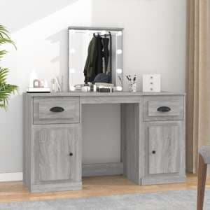Claire Wooden Dressing Table In Grey Sonoma Oak With LED Lights