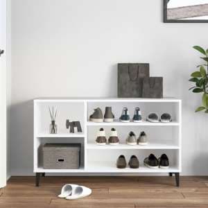 Clanton Wooden Shoe Storage Bench In White - UK
