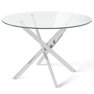 Calke Round Glass Dining Table With Chrome Legs - UK