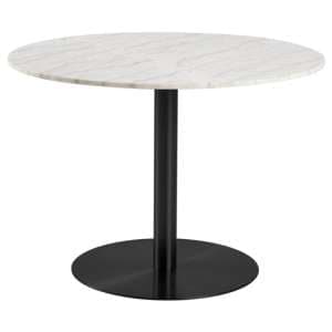 Clarkston Marble Dining Table With Black Base In White