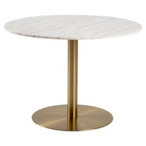 Clarkston Marble Dining Table Large With Brass Base In White
