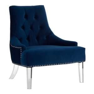 Clarox Button Tufted Fabric Accent Chair In Blue - UK