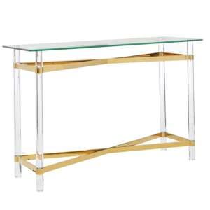 Clarox Rectangular Glass Coffee Table In Clear And Gold - UK