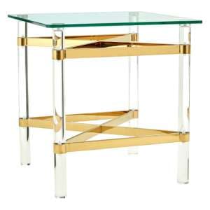 Clarox Square Glass End Table In Clear And Gold - UK