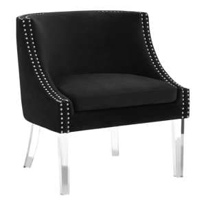 Clarox Upholstered Curved Velvet Armchair In Black - UK