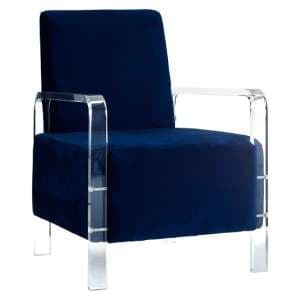 Clarox Upholstered Velvet Accent Chair In Blue - UK