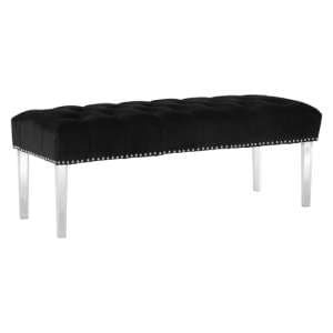 Clarox Upholstered Velvet Dining Bench In Black - UK