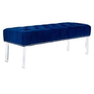 Clarox Upholstered Velvet Dining Bench In Blue - UK