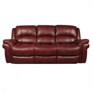 Claton Recliner 3 Seater Sofa In Burgundy Faux Leather