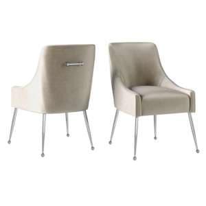 Calne Mink Velvet Fabric Dining Chairs In Pair