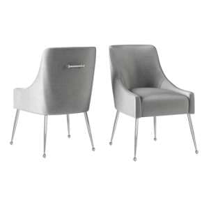 Calne Silver Grey Velvet Fabric Dining Chairs In Pair