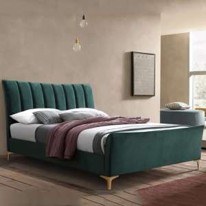 Claver Fabric King Size Bed In Green - UK