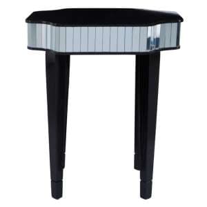 Clavona Mirrored Glass Side Table In Clear And Black - UK