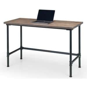 Caelum Wooden Laptop Desk In Mocha Elm With Pipework Legs - UK