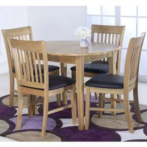 Clemson Oval Wooden Extending Dining Table With 4 Chairs