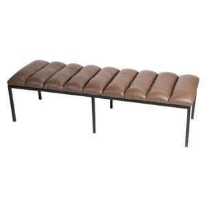 Clestine Faux Leather Dining Bench In Brown