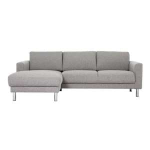 Clesto Fabric Upholstered Left Handed Corner Sofa In Light Grey