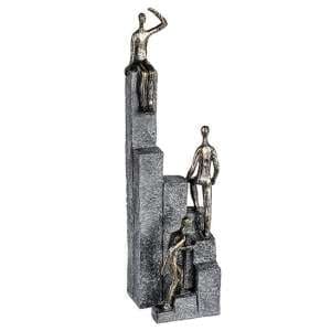 Climbing Poly Design Sculpture In Antique Bronze And Grey