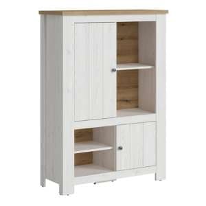 Clinton Display Cabinet With 2 Doors 4 Shelves In White Oak - UK