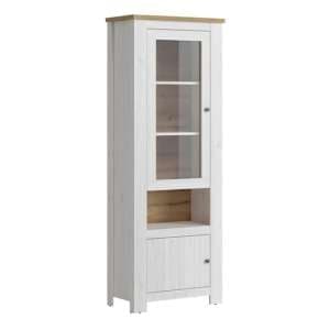 Clinton Wooden Display Cabinet With 2 Doors In White And Oak