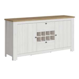 Clinton Wooden Sideboard With Wine Rack In White And Oak - UK