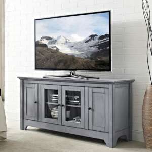 Clisson Wooden TV Stand With 4 Doors In Antique Grey