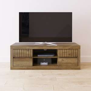 Clive Wooden TV Stand With 4 Drawers In Knotty Oak - UK