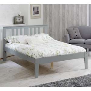 Cloven Wooden Double Bed In Grey - UK
