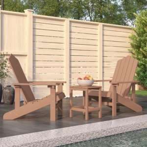 Clover Brown HDPE Garden Seating Chairs With Table In Pair - UK