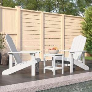 Clover White HDPE Garden Seating Chairs With Table In Pair - UK