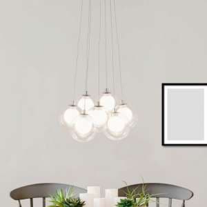 Cluster LED Ball 7 Pendant Light In Chrome With Clear Glass - UK