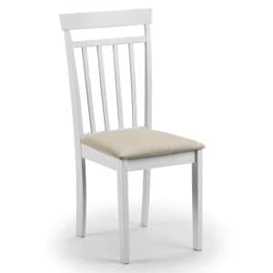 Calista Wooden Dining Chair In White With Ivory Seat