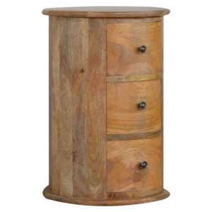 Coaster Wooden Drum Chest Of Drawers In Oak Ish With 3 Drawers - UK
