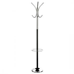 Modern Floor Standing Coat And Hat Stand In Black and Chrome