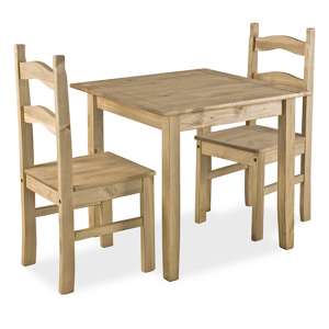 Cariad Small Dining Set In Distressed Pine With 2 Chairs