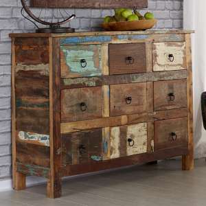 Coburg Wooden Chest Of Drawers In Vintage Oak With 9 Drawers - UK