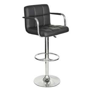 Voyo Black Faux Leather Bar Stool With Chrome Base