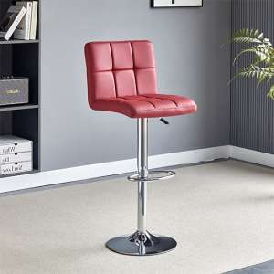 Coco Faux Leather Bar Stool In Bordeaux With Chrome Base