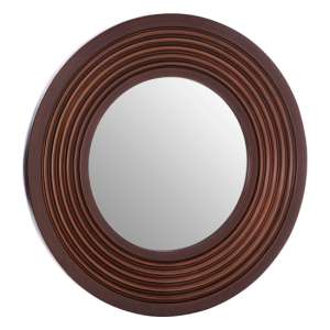 Coco Round Wall Bedroom Mirror In Brown Frame - UK