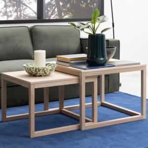 Cocoa Wooden Set Of 2 Coffee Tables In Oak - UK