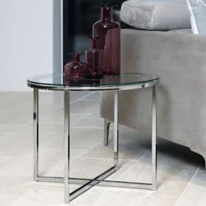 Coeur Clear Glass Side Table Round With Chrome Frame