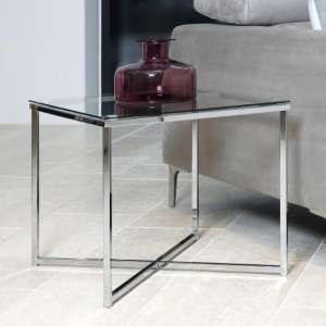 Coeur Clear Glass Side Table Square With Chrome Frame