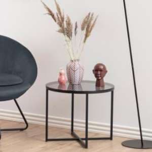 Coeur Smoked Glass Side Table Round With Black Frame
