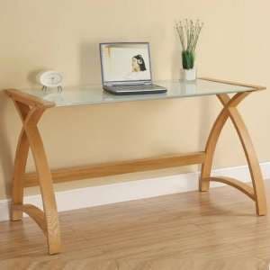 Cohen Curve Laptop Table Large In Milk White Glass Top And Oak