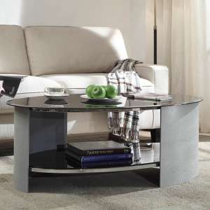 Cohen Glass Coffee Table Oval In Black And Grey Ash - UK