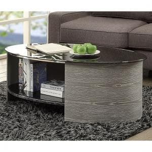 Cohen Glass Coffee Table Oval In Black And Grey Ash
