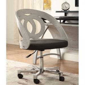 Juoly Office Chair In Black Faux Leather And Grey Ash