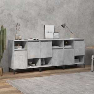 Coimbra Wooden Sideboard With 6 Doors In Concrete Effect - UK