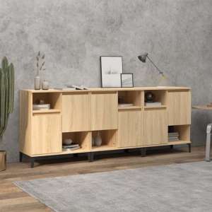 Coimbra Wooden Sideboard With 6 Doors In Sonoma Oak - UK